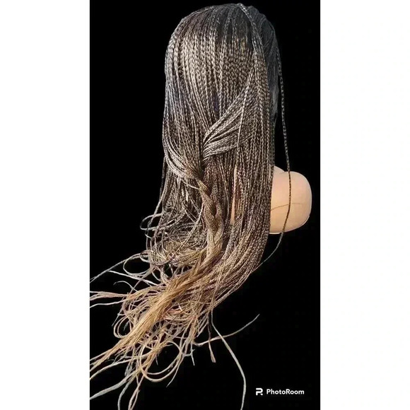 Braided wigs , handmade, long wig , ombre wig, box braids with cornro… - Picture 3 of 15